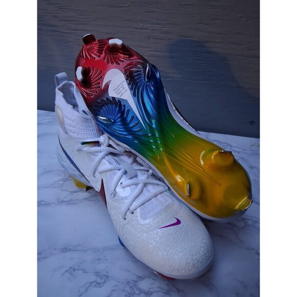 New Nike Alpha Huarache NXT Rainbow Men's Size 9 Baseball Cleats (DJ6517-106) - Picture 6 of 9